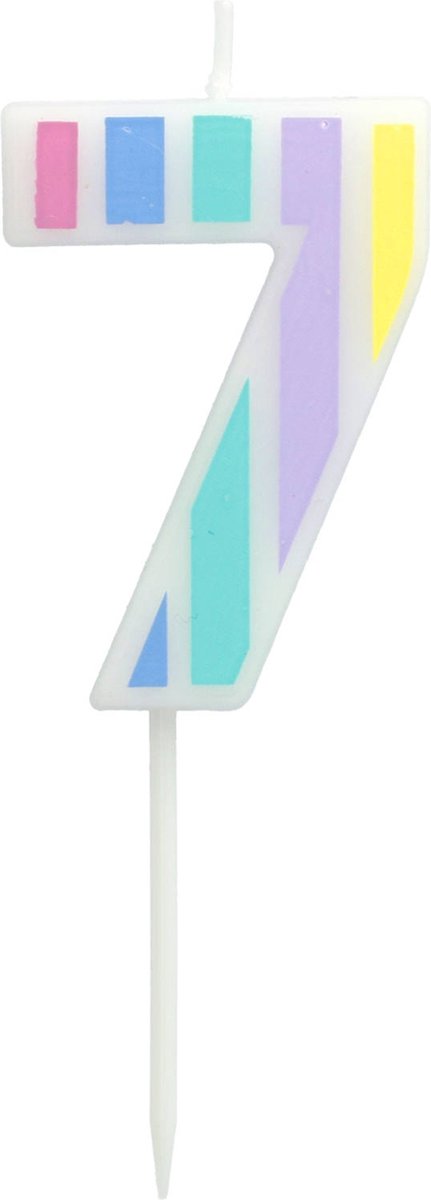 Folat - Kaars Pastel meerkleurig - cijfer 7