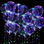 10 sets LED ballonnen - Bobo ballon - 20 "LED-oplichtende transparante ballonnen, kleurrijke helium-stijl bubbelballonnen voor verjaardag Indoor Outdoor Festival-evenement Bruiloft Kerstfeest