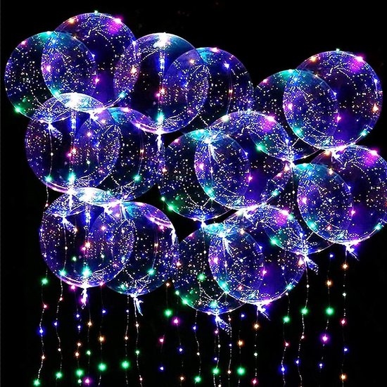 10 sets LED ballonnen - Bobo ballon - 20 "LED-oplichtende transparante ballonnen, kleurrijke helium-stijl bubbelballonnen voor verjaardag Indoor Outdoor Festival-evenement Bruiloft Kerstfeestdecoratie (10 pak 20 inch)