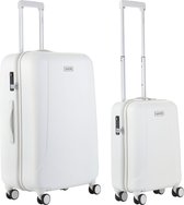 Bol.com CarryOn Skyhopper Kofferset – TSA Handbagage + Reiskoffer 78cm – Dubbele wielen - Wit aanbieding