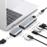 GREYTECH 9 in 1 USB C Docking station - met Dual HDMI (4K), Ethernet RJ45, 3x USB 3.0 (thunderbolt), 3x Usb-C - Hub - Voor Macbook Pro / Air en meer – Spacegray