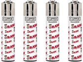 RAW Clipper aansteker Classic - RAW Logo's White - 4 stuks