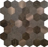 Zelfklevende Mozaïek Steenstrip Hexagon Koper - Plak het Zelf - 28,8x29x0,4cm