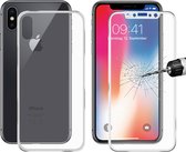 ENKAY Gehard Glas  Screen + Back Protector Geschikt voor Apple iPhone X - Zilver