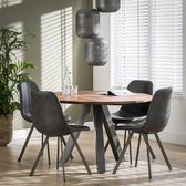 Eetkamertafel Ø120 stalen driepoot / Massief acacia naturel - Meubels - Kantoor - Industrieel eettafels - Design tafels