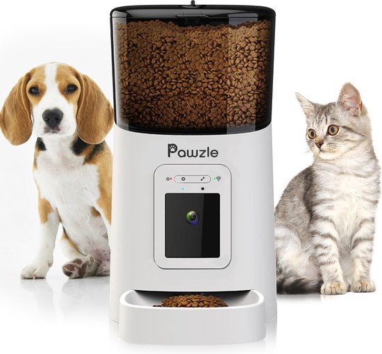 Pawzle Automatische Voerbak - Voerautomaat - Voederbak Kat & Hond - Camera, App en WiFi - Wit