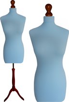 Paspop Blauw - Paspop dames - Mannequin - Mannequin vrouw - DB Driepoot - Paspop Buste Torso - Paspoppen - Etalagepop – 36/38 Verstelbaar