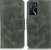 OPPO A16 Hoesje - Mobigear - Classy Serie - Kunstlederen Bookcase - Groen - Hoesje Geschikt Voor OPPO A16