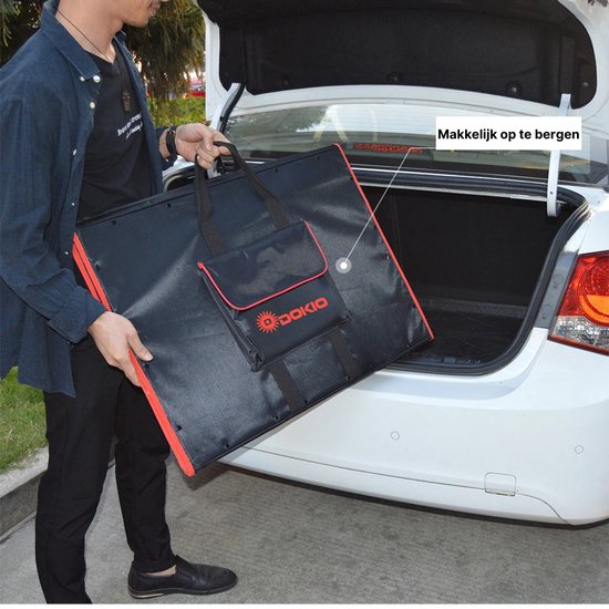 Panneau solaire Dokio® - Ensemble complet de Panneaux solaires Solar - Générateur solaire - Panneau solaire flexible - Banque d'alimentation portable - 100W - Pliable - Zwart/ Rouge