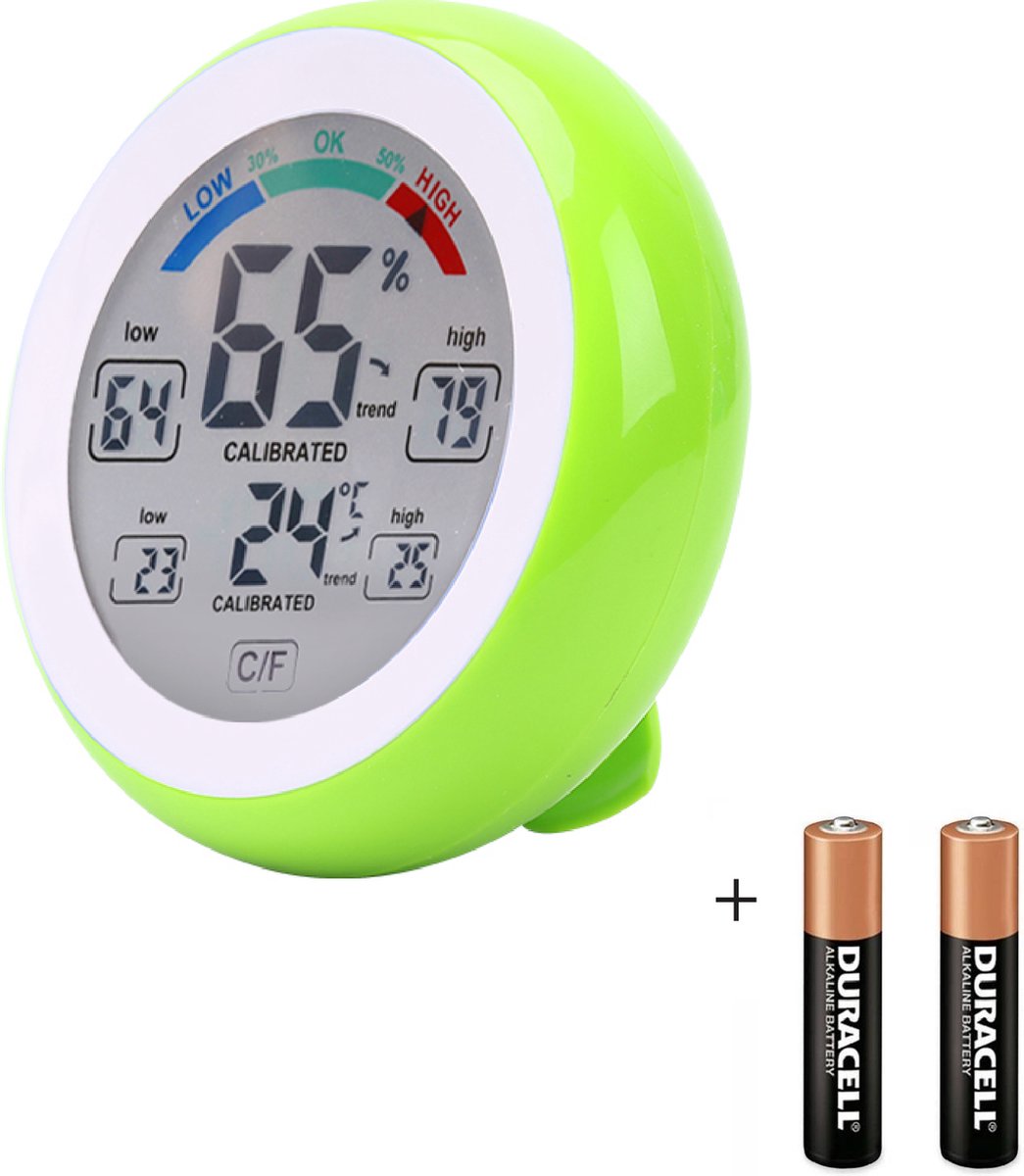Tool Meister WS1 - Hygrometer & Temperatuurmeter - Weerstation - Kleur LCD - Binnen - 24 Uur Historie - Touch screen - Groen