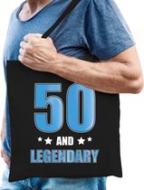 50 and legendary verjaardag cadeau tas zwart - heren - 50e verjaardag kado tas / cadeau tas / Abraham