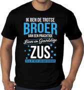 Grote maten Trotse broer / zus cadeau t-shirt zwart voor heren - Verjaardag - Cadeau / bedank shirt XXXL