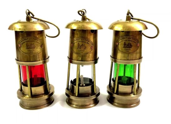 Mijnwerkerslamp Set van 3 - Mijnlamp Scheepslantaarn koper | scheepslamp |  olielamp... | bol.com
