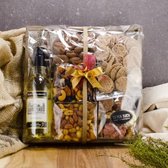 Nieuwjaars Borrelpakket - Borrelplankje Deluxe - Verschillende noten, chocolade en een sapje