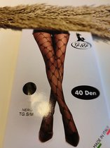Dames panty - Gesegmenteerde lijnen - Verkleedpanty - S/M - Zwart