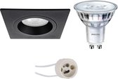 LED Spot Set - Pragmi Rodos Pro - GU10 Fitting - Inbouw Vierkant - Mat Zwart - 93mm - Philips - SceneSwitch 827 36D - 1.5W-5W - Warm Wit 2200K-2700K - Dimbaar - BES LED