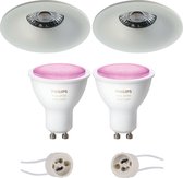 Luxino Nora Pro - Inbouw Rond - Mat Wit - Ø82mm - Philips Hue - LED Spot Set GU10 - White and Color Ambiance - Bluetooth