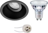 LED Spot Set - Primux Zano Pro - GU10 Fitting - Inbouw Rond - Mat Zwart - Kantelbaar - Ø93mm - Philips - MASTER 927 36D VLE - 3.7W - Warm Wit 2200K-2700K - DimTone Dimbaar