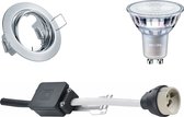 LED Spot Set - GU10 Fitting - Inbouw Rond - Glans Chroom - Kantelbaar Ø83mm - Philips - MASTER 927 36D VLE - 4.9W - Warm Wit 2200K-2700K - DimTone Dimbaar