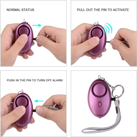 2 stuks | 140 dB | persoonlijk zakalarm | met zaklamp | sleutelhanger | paniekalarm | Veiligheid Alarm Persoonlijke Alarmknop | Incl. Batterij | zelfverdediging sirene | voor vrouwen, meisjes en ouderen | Zelfverdediging