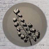 3D muurcirkel - Ecru - 40 cm Aluminium Muurcirkel - Bloemen en Planten - Wanddecoratie - Rond Schilderij - Wandcirkel