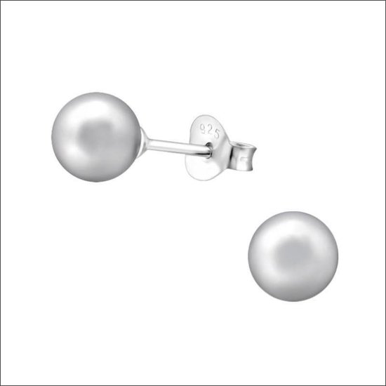 Aramat jewels ® - Zilveren pareloorbellen licht grijs 925 zilver 6mm