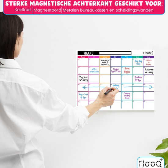 FLOOQ Magnetische Maandplanner Weekplanner 2024 en Boodschappenlijst - Complete set - Planbord - Familieplanner - Dagplanner - To Do Planner - Inclusief Markers & wisser