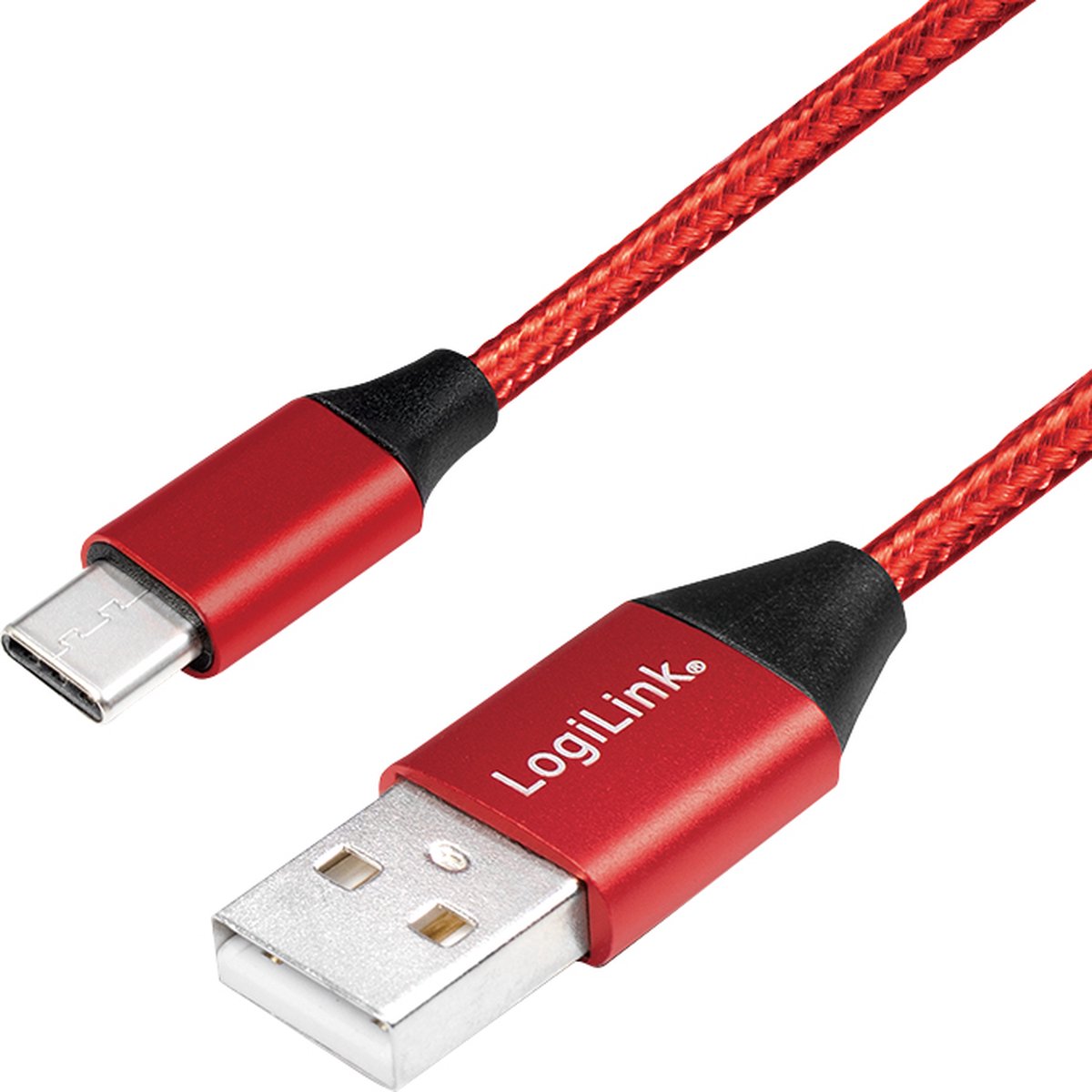 LogiLink USB-A naar USB-C, rood , 0,3m