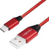 LogiLink USB-A naar USB-C, rood , 0,3m