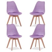 Loft Home Set van 4 stoelen | Set | Houten Voeten | Fluweel | Interieur | Design | Paars | Stoel | Velvet | Eetkamerstoelen