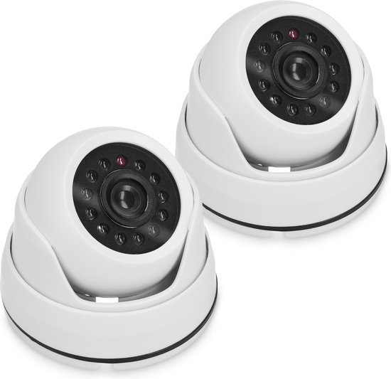 Kwmobile Nepcamera Met LED – Koepelbewakingscamera Met Knipperend Lampje, Binnen En Buiten, Schrikt Inbrekers Af, Wit