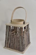 Oneiro’s Luxe lantaarn PABLO Bruin – ø 20x20x25/35 cm – metaal - kaarsenhouder – waxinelicht houder - windlicht - decoratie - naturel – tuindecoratie – relief