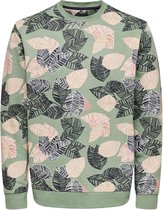 Only & Sons Trui Onskarter Reg Aop Crew Neck 22021740 Hedge Green Mannen Maat - XS