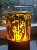 Waxinelichthouder met Led verlichting - Theelichthouder - RGB + Warmlicht - Led base - Bekijk het filmpje! - Kerstglas - Glas met led verlichting - lantaarn voor binnen -  lantaarn windlicht