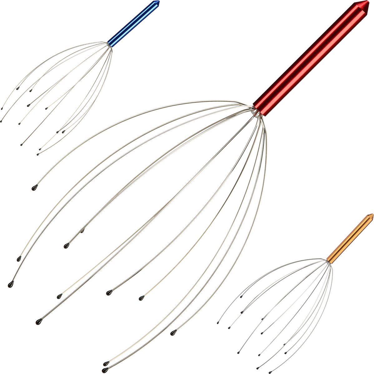 Goedkoopste Relaxdays 1x hoofdmassage spin rood - 12 armen - hoofdspin - 24,5 cm - ontspannen