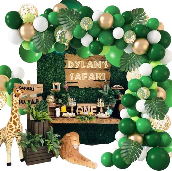 Pack décoration anniversaire Jungle Décoration - Baby Shower Safari Blauw  Vert - avec