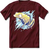 Dieren T-Shirt | kikker retro kleding Kado Heren / Dames | Perfect wildlife Cadeau shirt - Burgundy - XXL