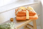 Maison Ismenia-Luxe-Handdoekenset-Biologisch-100% Katoen-Cognac-Set van 4-Superzacht-Snel absorberend-Cadeau