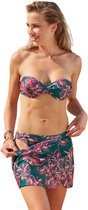 No Gossip Bandeau-bikini met rok - Vast push-up driedelig set - Donkergroen Bladpatroon VEELKLEURIG 40