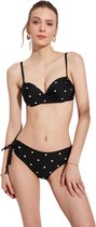 No Gossip Balconette Push-Up Bikini Set - Zwart Wit Stippen Patroon - Kruising aan de voorkant VEELKLEURIG 38