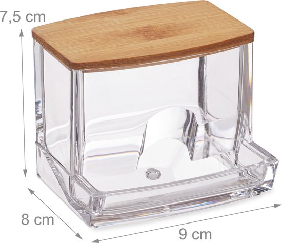 Balvi Birdie – Tandenstokerhouder & Wattenstaafjesdispenser Met Transparant Deksel, Wit Design