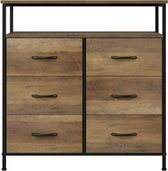 Frobin Commode Opbergkast Kast met 6 Laden | Keukenkast | Slaapkamerkast | Woonkamerkast | Hal Lade l Hout l Beige