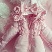 Maat 80 Roze zomerjas met glitter  jasje voor baby jas zomer glitter strikjes roosjes voorjaar jas babyjas