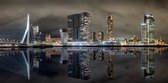 “The Upsidedown” Skyline van Rotterdam. | Hoge resolutie  fotoprint op geborsteld staal  |  Fine Art Photography Prints by Tuistos Sparks | Dibond fijn geborsteld aluminium 90x45cm (wanddecoratie) | Limited edition