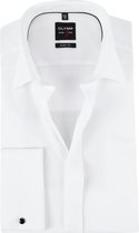 OLYMP Level 5 body fit overhemd - smoking overhemd - wit - gladde stof met Kent kraag - Strijkvriendelijk - Boordmaat: 40