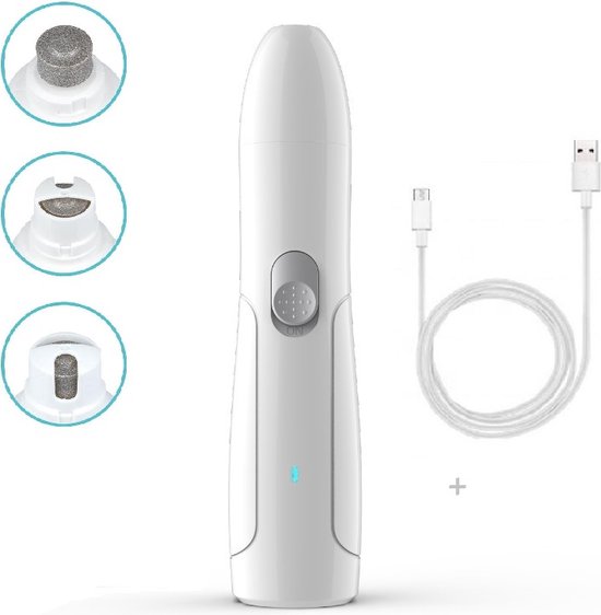 Elektrische nagelvijl voor alle huisdieren – Trimmer voor honden/katten/knaagdieren – Diamanten – Vijl – Slijper – Inclusief geschenkdoos – Inclusief 2 opzetstukken – Wit
