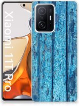 Backcase Siliconen Hoesje Xiaomi 11T | 11T Pro Telefoonhoesje Wood Blue