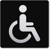 Pictogram mindervaliden toilet - miva - rolstoel - pictogrammen - zwart -  deurbordje - 10 x 10 cm - zelfklevend - vierkant