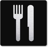 Pictogram Restaurant - pictogrammen - zwart -  deurbordje - 10 x 10 cm - zelfklevend - vierkant