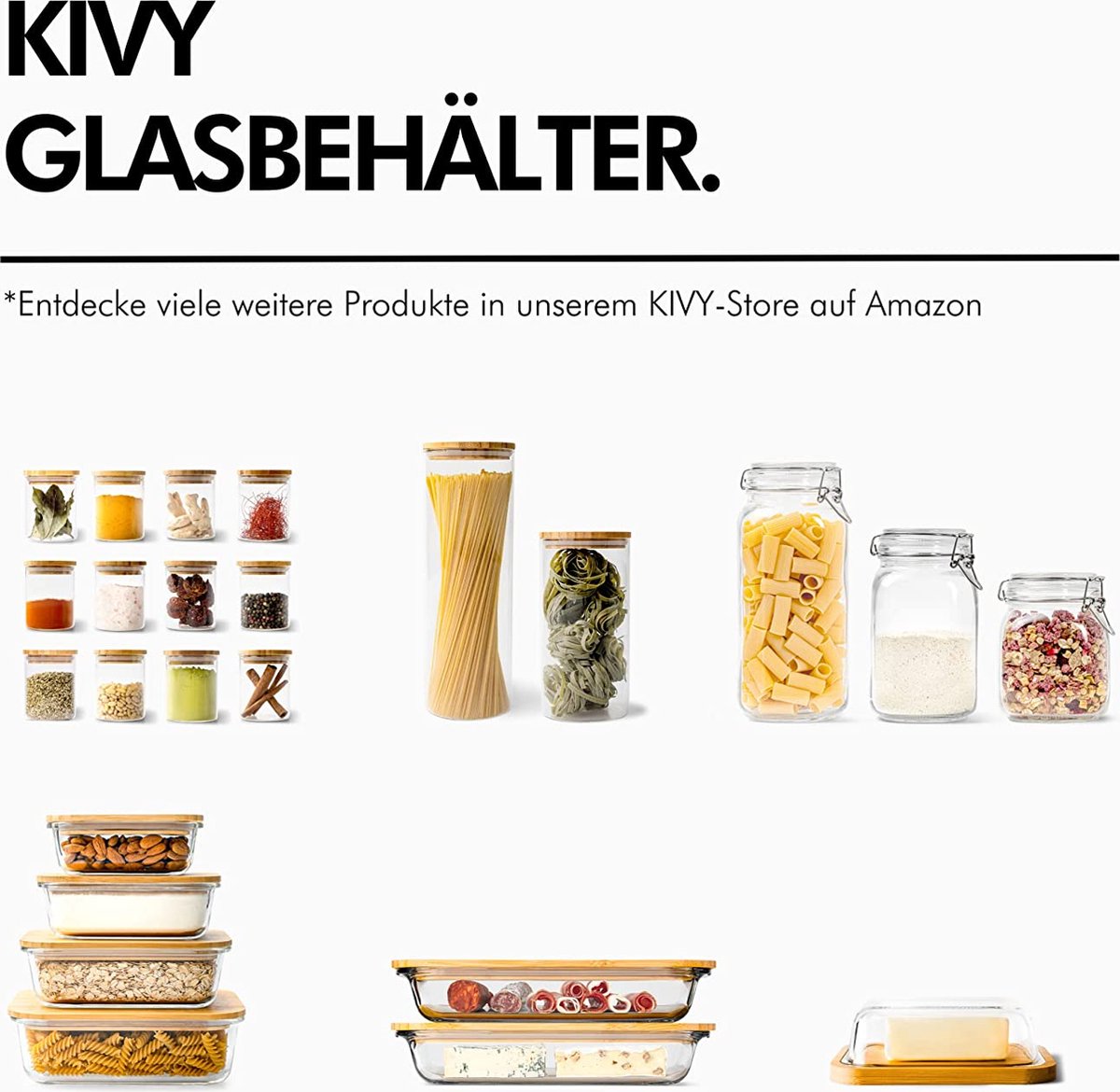 KIVY Riffel Voorraadpotten met deksel, luchtdicht, 4 x 1200 ml